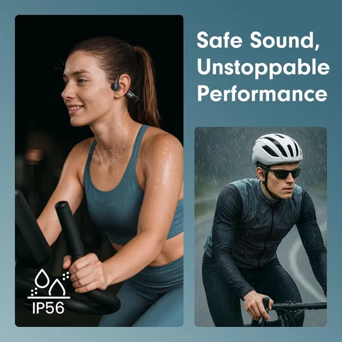 Miniatura 5 de Auriculares de conducción ósea, auriculares de oreja abierta Bluetooth 5.4 con micrófono, 8 horas de reproducción, auriculares de conducción ósea