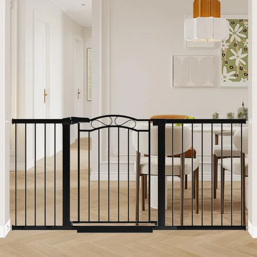 Miniatura 17 de Fairy Baby Puertas para bebés extra anchas de 57.1"-59.8" con puerta, puerta infantil de 58-59 pulgadas para niños pequeños, puerta de metal montada