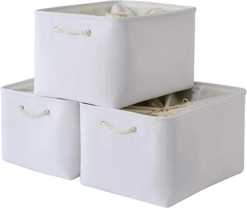 Miniatura 82 de TheWarmHome Contenedores de almacenamiento para estantes, tamaño mediano, 3 unidades, 13.8 pulgadas de largo x 9.8 pulgadas de ancho x 6.7 pulgadas