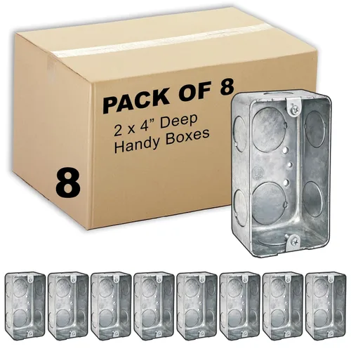 Miniatura 7 de Caja práctica profunda, caja eléctrica de acero estirado de 4 x 2, 2-1/8 pulgadas de profundidad de metal de una sola banda de montaje en superficie