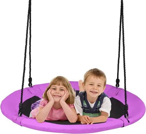 Miniatura 11 de KOTEK Columpio de árbol de platillo de 40 pulgadas para niños, juegos de columpio para interiores y exteriores con cuerdas ajustables para colgar