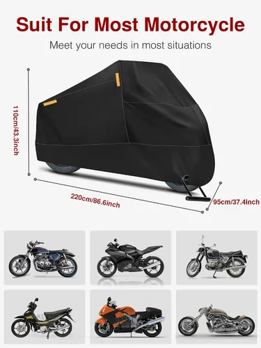 Miniatura 2 de Puroma Funda para Motocicleta de Servicio Pesado, Funda para Scooter Impermeable para Exteriores, Protección Universal de Calidad para Todas