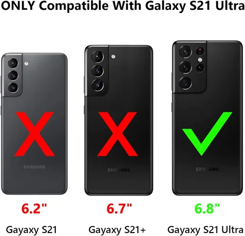 Miniatura 7 de Vofolen Funda tipo cartera para Galaxy S21 Ultra con 4 tarjetas, tarjetero con ranura para tarjeta de crédito, bolsillo trasero, doble capa, Negro