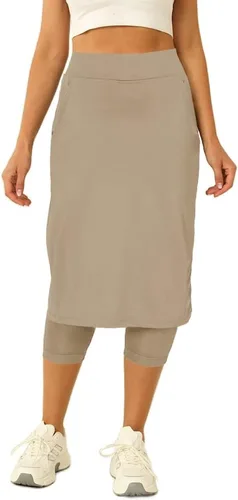 Aurgelmir Falda de tenis para mujer con leggings capri, faldas de golf de longitud hasta la rodilla, faldas atléticas largas para mujer con bolsillos