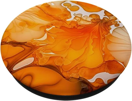 Miniatura 2 de Tinta Naranja Abstracto Ilustración Teléfono Popper Mármolado PopSockets Estándar PopGrip