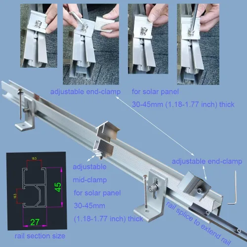 Miniatura 4 de Kit de soporte de montaje de techo de panel solar para techo de estaño inclinado inclinado