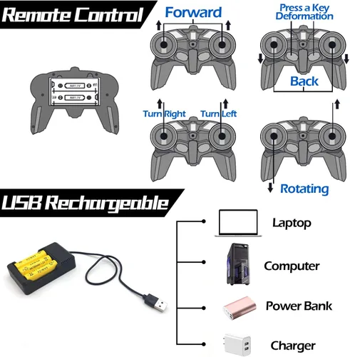 Miniatura 7 de Coche de control remoto - Juguetes de robot transformables para niños adolescentes, coche RC recargable con luces, coche RC 2.4Ghz 1:18 recargable