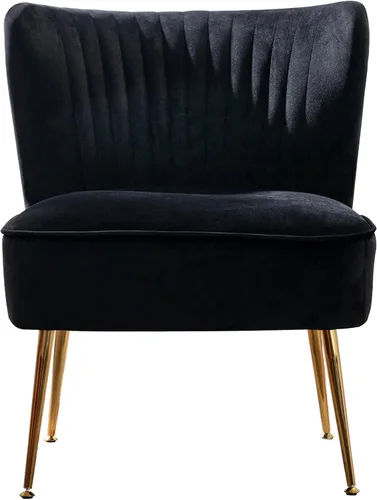 Miniatura 4 de WO Home Furniture - Silla decorativa de terciopelo copetudo de 25 pulgadas de ancho con patas de metal dorado resistentes a la corrosión, asiento