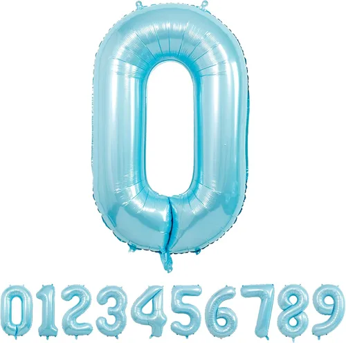 Miniatura 24 de Globos de números azul claro de 40 pulgadas, globos de aluminio de Mylar con helio para cumpleaños, globo número 6 para decoración de fiestas