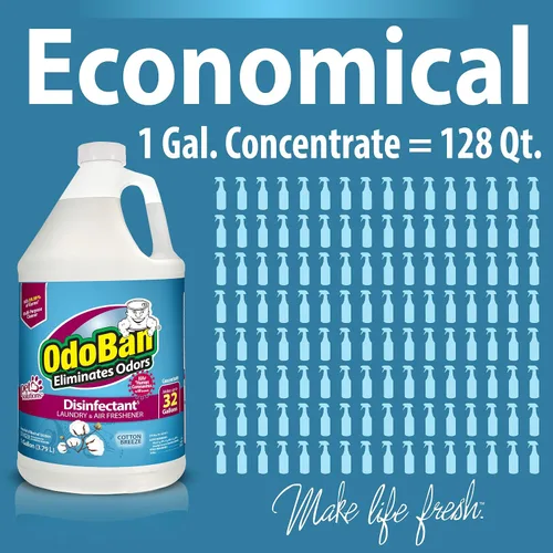 Miniatura 4 de OdoBan Concentrado desinfectante y eliminador de olores, fabricado en los Estados Unidos, aroma Cotton Breeze, 2 galones