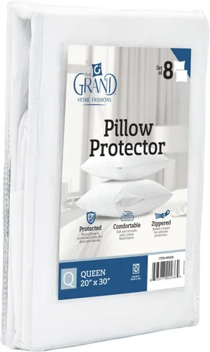 Miniatura 11 de Set de 2 Protectores de almohada con cierre hechos de poliéster y algodón.