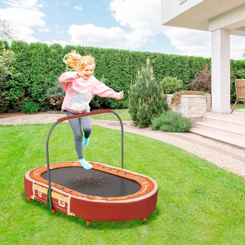 Miniatura 9 de Indoor Trampoline, 55" Foldable Trampoline with Handle, Oval Trampoline for Kids, Play Rebounder, Kids Trampoline Indoor, Gift for Girls Age 3+