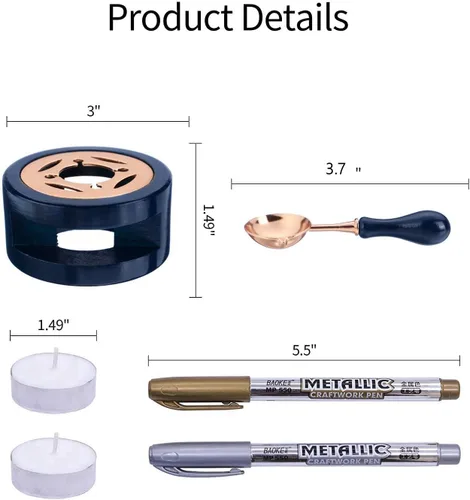 Miniatura 2 de SWANGSA Kit de calentador de sellado de cera, herramienta de horno de cera de sellado con 2 bolígrafos de sellado de cera + cuchara de sellado