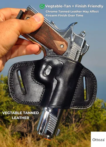 Miniatura 8 de Ottoza Funda de cuero hecha a mano derecha para pistola 1911 – Funda OWB para pistola 1911 se adapta a la mayoría de los modelos 1911 COLT – Kimber
