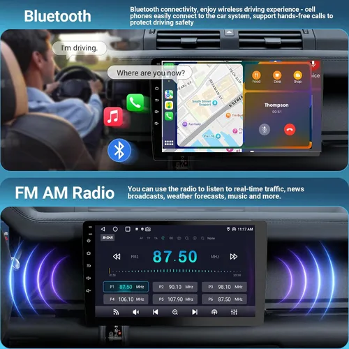 Miniatura 4 de Haudio Estéreo de auto de doble DIN de 9 pulgadas con Apple CarPlay/Android Auto, pantalla táctil HD con Octa-Core, Mirror Link, 4+64GB, BT 5.1