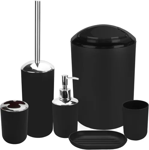 Miniatura 10 de Juego de accesorios de baño, 4 piezas de plástico incluyen dispensador de jabón, jabonera, soporte para cepillo de dientes, taza para enjuague