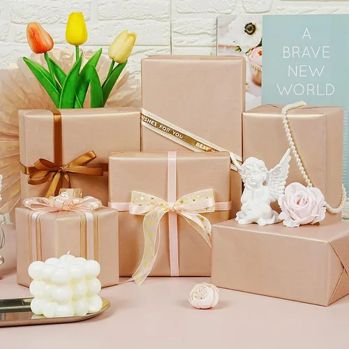 Miniatura 3 de Papel de seda metálico de oro rosa, 60 hojas de papel de seda de oro rosa brillante para bolsas de regalo, manualidades, envoltura de regalos