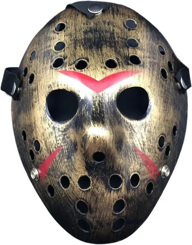 Miniatura 9 de JOYFISCO Máscara de Halloween Máscara de hockey de terror Máscara de fiesta de disfraces de Halloween Props Máscara de disfraz para cosplay Oro