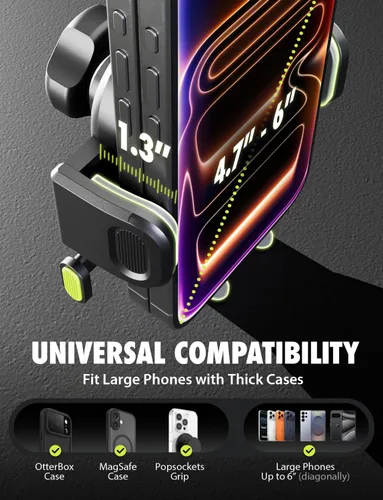 Miniatura 4 de Bracketron OneClick - Soporte para teléfono y cargador de automóvil de perfil bajo, soporte universal para automóvil, diseño inteligente de rotación