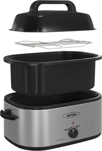 Miniatura 16 de Sunvivi Horno Asador Eléctrico de 26 Cuartos de Galón para Pavo con Tapa, Asadores Eléctricos con Bandeja Extraíble, Asador Grande, Tapa Visible