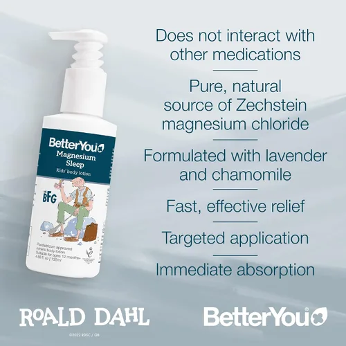 Miniatura 5 de BetterYou Loción corporal de magnesio para dormir - Loción corporal relajante para niños - Crema de magnesio con lavanda y manzanilla - Para niños