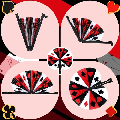 Miniatura 4 de Taiyin Casino - Paquete de 48 abanicos de mano plegables decorativos para revelación de género para decoración de fiesta de ducha, vacaciones