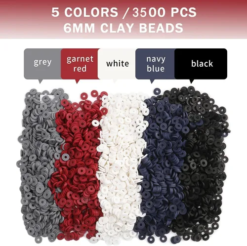 Miniatura 5 de 3500 cuentas de arcilla multicolor para hacer pulseras, cuentas de arcilla polimérica Heishi de 0.236 pulgadas, disco redondo plano para fabricación
