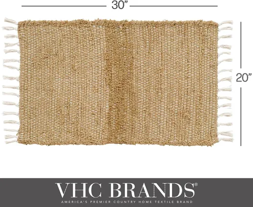 Miniatura 2 de VHC Brands Alfombra Chindi natural de arpillera, bronceado, 20x30