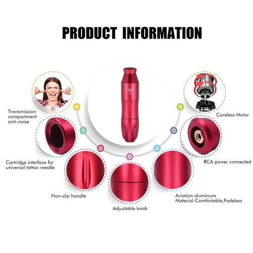 Miniatura 2 de TATELF Kit de bolígrafo rotativo para tatuaje, juego completo profesional de inicio de máquina con 40 agujas de cartucho, fuente de alimentación