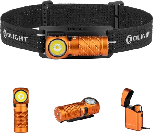 OLIGHT Perun 3 Mini Faro Premium de 1250 Lúmenes Linterna con Caja de Carga Tipo C, Faro Recargable con Opción de Luz Roja, Perfecto para Trabajar,