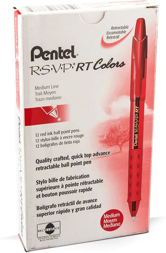 Miniatura 8 de Pentel RSVP RT Colors - Bolígrafo retráctil de punta redonda, línea mediana, barril, tinta rosa, paquete de 2 unidades (BK93CRBP2P)