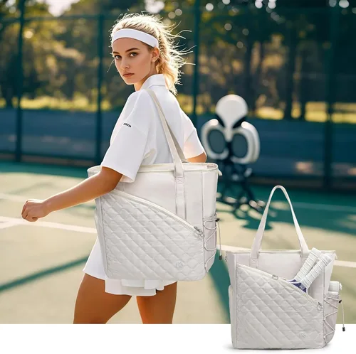 Miniatura 2 de Bolsa de pickleball para mujer con gancho para cerca, bolsa acolchada de pickleball con capacidad para 3-4 paletas con compartimento para zapatos