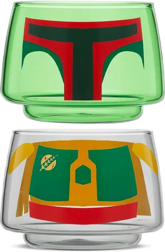 Miniatura 3 de JoyJolt Tazas apilables con diseño de personajes de Star Wars - 8oz Boba Fett Set de 2 vasos de vidrio con cabeza y cuerpo - Vasos divertidos