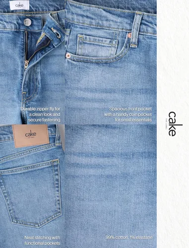 Miniatura 7 de Pantalones clásicos de mezclilla de tiro medio y corte recto para mujer