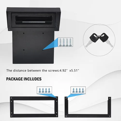 Miniatura 6 de xydled Buzón de correo resistente con cerradura de llave, 15''x12''x6'', buzón de metal con cerradura montado en la puerta, caja de depósito