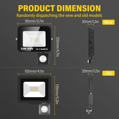Miniatura 2 de Willpower Reflector LED con sensor de movimiento, luces de seguridad para exteriores de 10 W, 1000 lúmenes, lámpara exterior de 4000 K, luz blanca