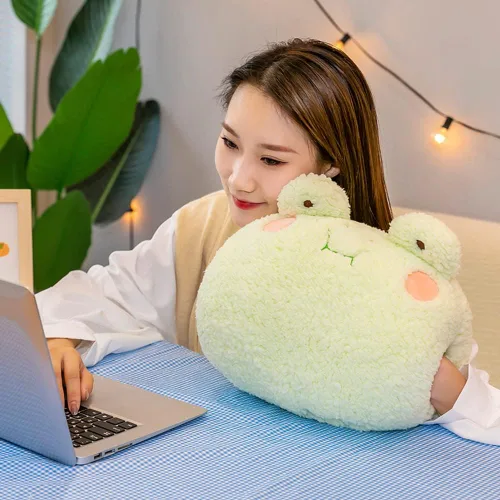 Miniatura 2 de NatureMan Almohada de rana de felpa, calentador de manos de rana rellena súper suave para adultos y niños (verde)