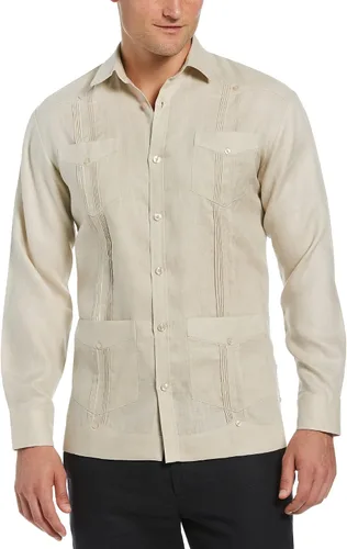 Miniatura 11 de Cubavera Camisa Guayabera de manga larga con cuatro bolsillos para hombre, 100 % de lino, detalle de pinzas, ajuste relajado