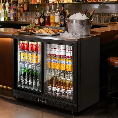 Miniatura 9 de BODEGA BODEGACOOLER Enfriador de barra trasera, refrigerador comercial de bebidas de 7.7 pies cúbicos con 2 puertas corredizas de vidrio