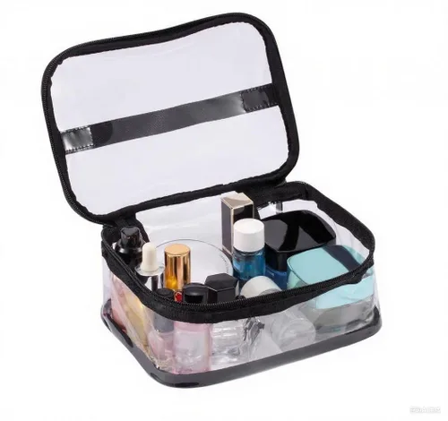 Miniatura 3 de Louise Maelys Bolsa de maquillaje transparente portátil de 2 piezas, con cremallera, impermeable, transparente, bolsa de almacenamiento de viaje