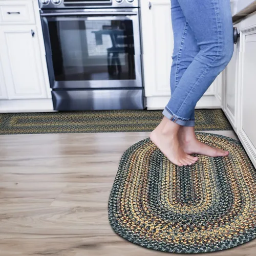 Miniatura 66 de Alfombra ovalada trenzada gris humo de 20 x 30 pulgadas, lavable para interiores y exteriores, decoración campestre para cocinas y entradas