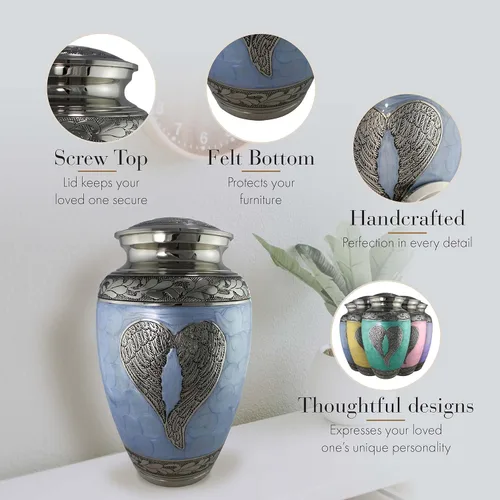 Miniatura 3 de Urna de cremación de ángel azul para cenizas hombre adulto – Urnas de cremación personalizadas para cenizas humanas, urnas decorativas para hombre