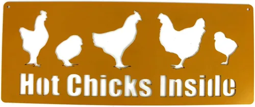 Miniatura 13 de Cartel de metal de cruce de pollo, 12.0 in de alto (amarillo oscuro, cruzado)