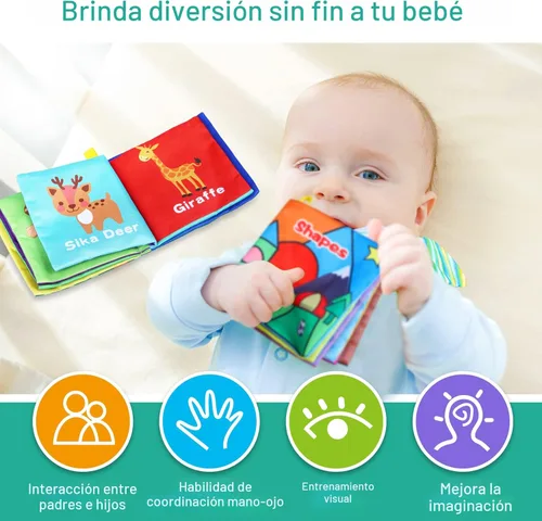 Miniatura 6 de Libros de baño para bebés, tela suave no tóxica, juguetes de educación temprana, libros impermeables para bebés para niños pequeños, juguetes