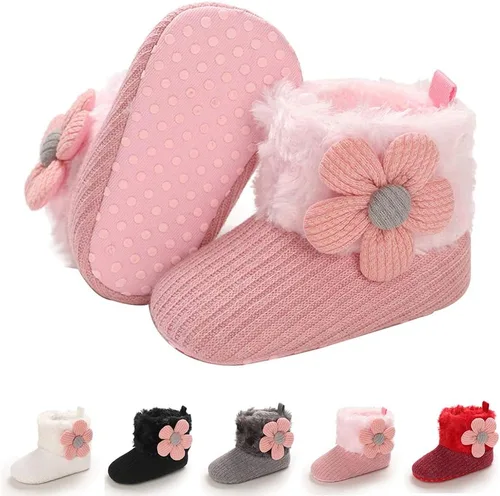 E-FAK Botas para bebé niño y niña, zapatos para recién nacidos, con lazo para nieve, antideslizantes, suela suave, cálidos, para niños pequeños