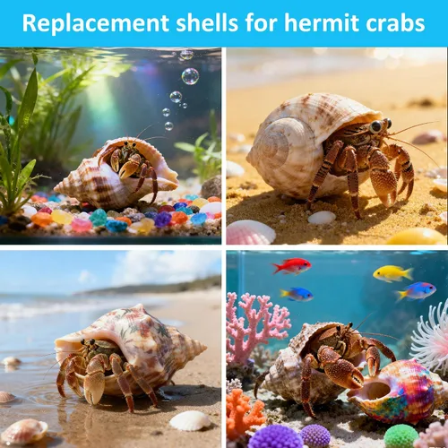 Miniatura 6 de Conchas de cangrejo ermitaño, 40 caracolas de mar naturales para conchas de repuesto y casas de cría de peces pequeños, tamaño de caracola