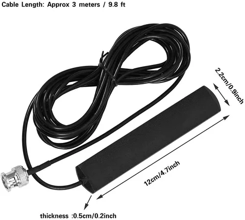 Miniatura 9 de Antena de radio, ASHATA 30MHz -1200MHz Analizador de Banda Ancha Antena de Radio Móvil Montaje de Vidrio con Conector BNC