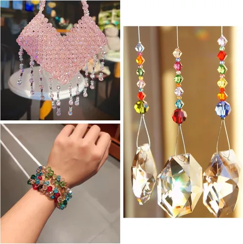 Miniatura 6 de Craftdady 100 cuentas de vidrio Rondelle facetadas de 0.315 a 0.315 pulgadas, cuentas de cristal transparente sueltas redondas espaciadoras