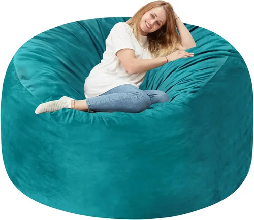 Miniatura 49 de Homguava - Sillón puff de 3 pies Sillón estilo puff grande de 3 pulgadas con relleno de espuma viscoelástica, sofá suave con funda de terciopelo