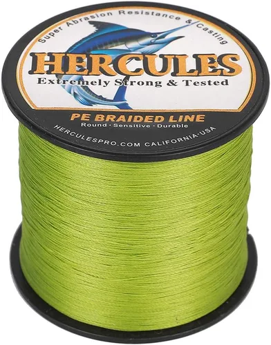 Miniatura 4 de HERCULES Línea de pesca trenzada rentable súper fundida de 8 hebras de 10LB a 300LB de resistencia para agua salada, 109/328/547/1094 yardas Verde